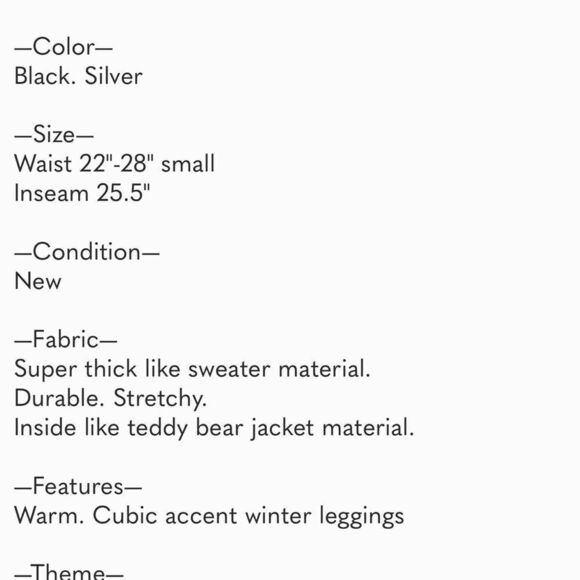 Super Thick Sweater Leggings Fleece Cubic Small - Picture 3 of 3